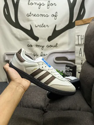 Adidas Samba Off-White and Brown Lifestyle Sneakers 5