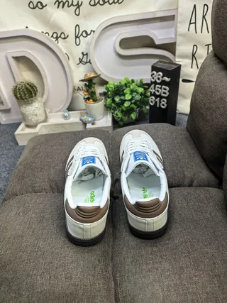 Adidas Samba Off-White and Brown Lifestyle Sneakers 8