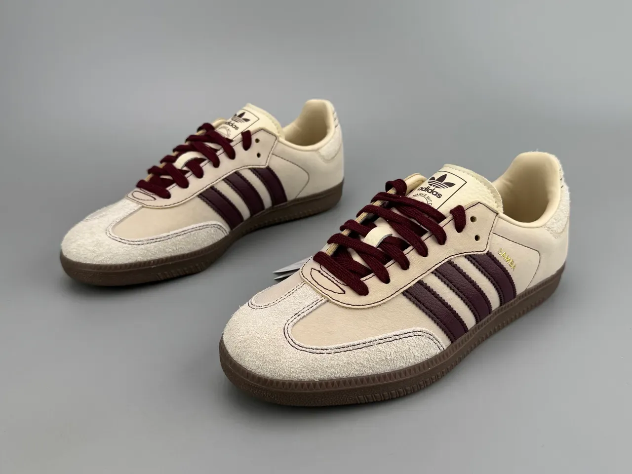 Adidas Samba Off-White and Burgundy Lifestyle Sneakers 3