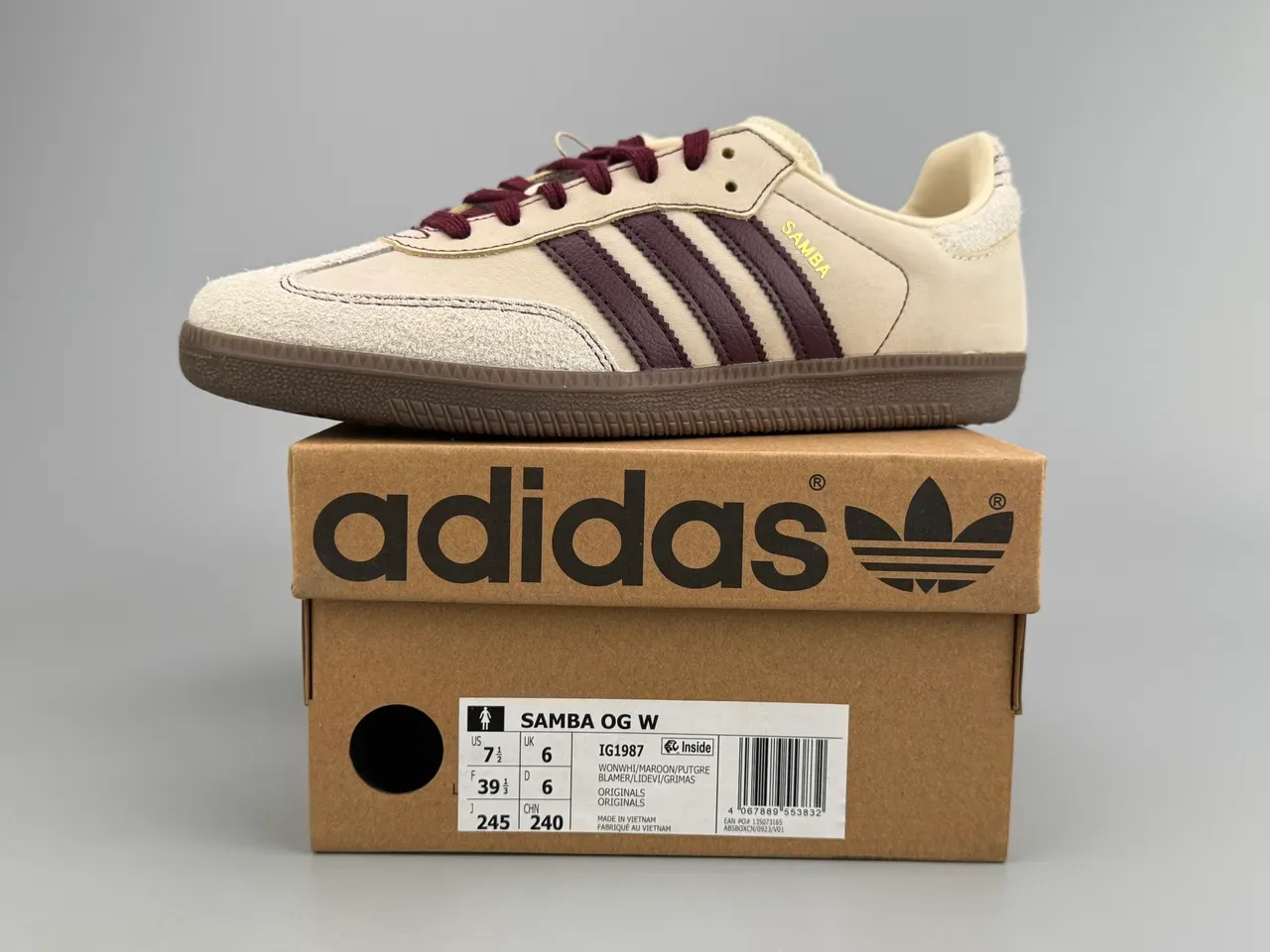Adidas Samba Off-White and Burgundy Lifestyle Sneakers 10