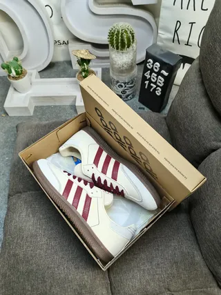 Adidas Samba Off-White and Burgundy Lifestyle Sneakers 3