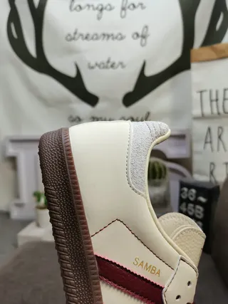 Adidas Samba Off-White and Burgundy Lifestyle Sneakers 4