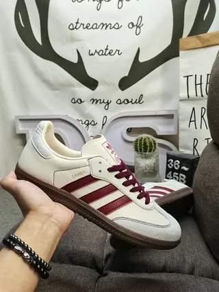 Adidas Samba Off-White and Burgundy Lifestyle Sneakers 6