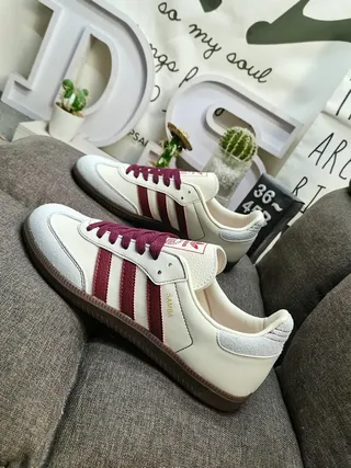 Adidas Samba Off-White and Burgundy Lifestyle Sneakers 7