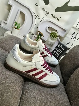 Adidas Samba Off-White and Burgundy Lifestyle Sneakers 9