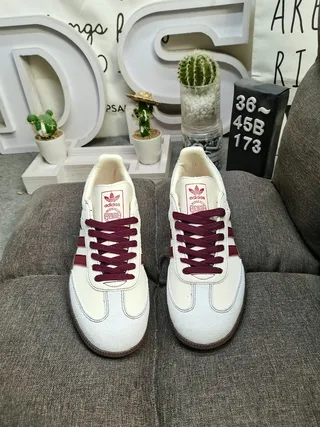 Adidas Samba Off-White and Burgundy Lifestyle Sneakers 10