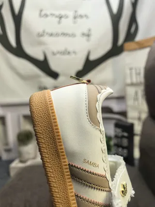 Adidas Samba Off-White Beige Stripe Lifestyle Sneakers 3