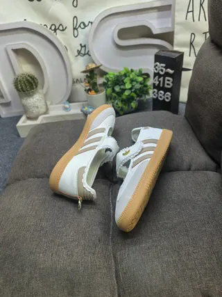 Adidas Samba Off-White Beige Stripe Lifestyle Sneakers 6