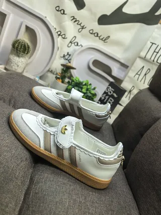 Adidas Samba Off-White Beige Stripe Lifestyle Sneakers 7