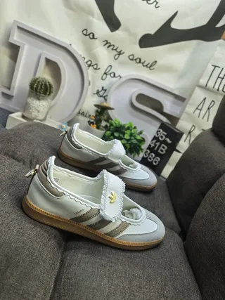 Adidas Samba Off-White Beige Stripe Lifestyle Sneakers 9