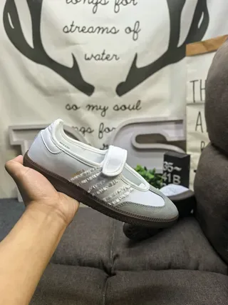 Adidas Samba OG White Gray Laceless Lifestyle Sneakers 5