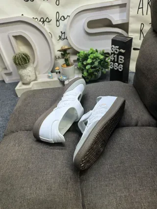 Adidas Samba OG White Gray Laceless Lifestyle Sneakers 6