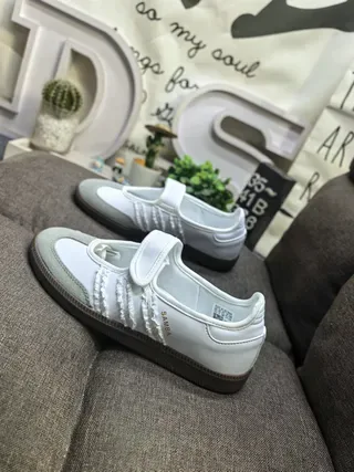 Adidas Samba OG White Gray Laceless Lifestyle Sneakers 7
