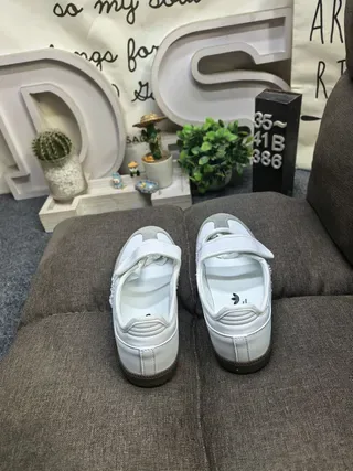 Adidas Samba OG White Gray Laceless Lifestyle Sneakers 8