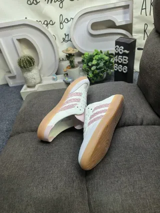 Adidas Samba Pink and White Laceless Lifestyle Sneakers 6