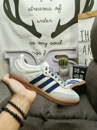 Adidas Samba White and Navy Lifestyle Sneakers 5