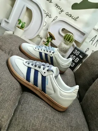 Adidas Samba White and Navy Lifestyle Sneakers 7