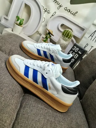 Adidas Samba White Blue Black Gum Lifestyle Sneakers 7