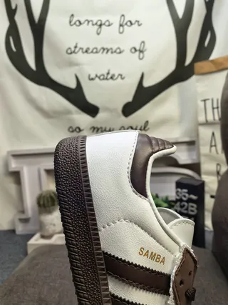 Adidas Samba White Brown Pearl-Embellished Lace Bow Lifestyle Sneakers 3