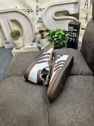 Adidas Samba White Brown Pearl-Embellished Lace Bow Lifestyle Sneakers 6