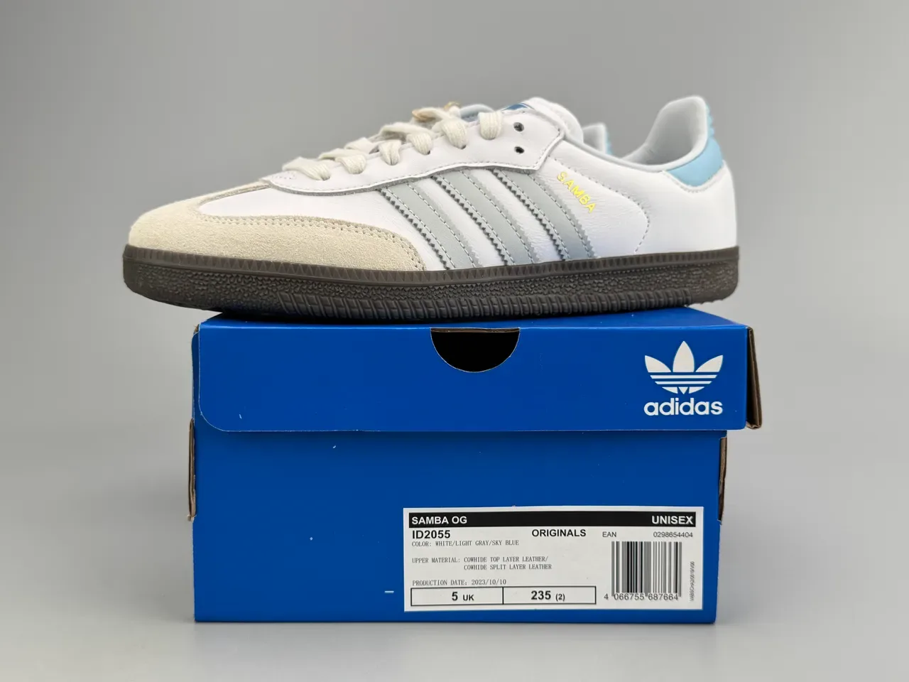 Adidas Samba White Gray Beige Blue Lifestyle Sneakers 9