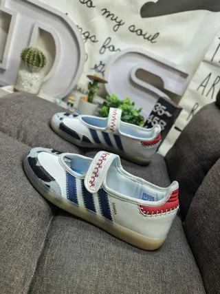 Adidas Samba White Navy Red Cow-Print Lifestyle Sneakers 7