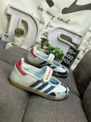 Adidas Samba White Navy Red Cow-Print Lifestyle Sneakers 9