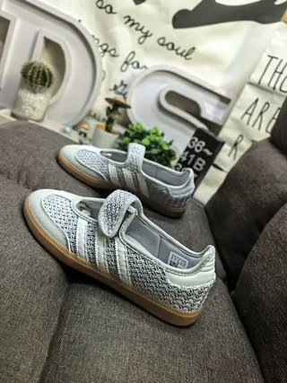 Adidas Samba Woven Gray Cream Lifestyle Sneakers 7