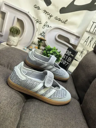Adidas Samba Woven Gray Cream Lifestyle Sneakers 9