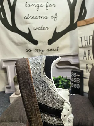 Adidas Silver Black Glitter Mesh Upper Three Stripes Lifestyle Sneakers 3