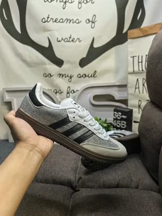 Adidas Silver Black Glitter Mesh Upper Three Stripes Lifestyle Sneakers 5