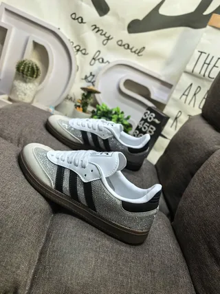 Adidas Silver Black Glitter Mesh Upper Three Stripes Lifestyle Sneakers 7