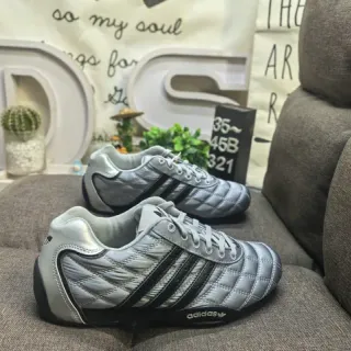 Adidas Silver Black Quilted Synthetic Upper Metallic Finish Sneakers