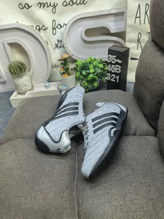 Adidas Silver Black Quilted Synthetic Upper Metallic Finish Sneakers 6