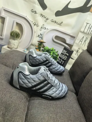 Adidas Silver Black Quilted Synthetic Upper Metallic Finish Sneakers 9