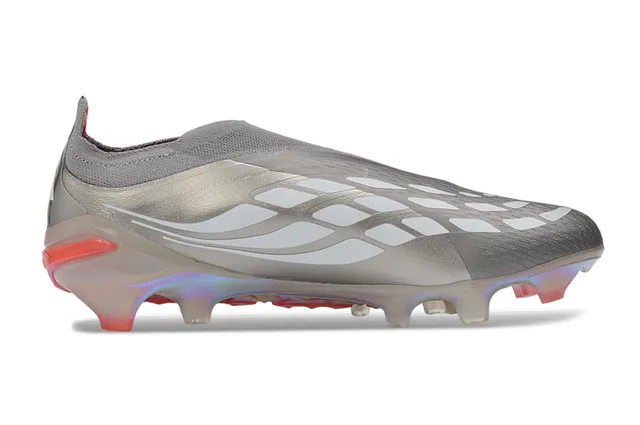 Adidas Silver Red Sock-Fit Collar Iridescent Holographic Sole Firm-Ground Soccer Shoes 7