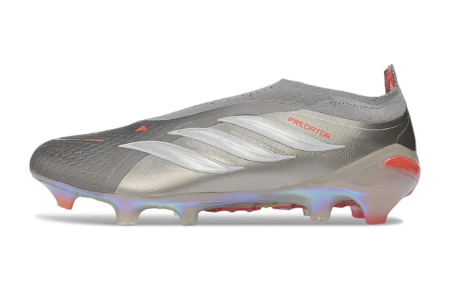 Adidas Silver Red Sock-Fit Collar Iridescent Holographic Sole Firm-Ground Soccer Shoes 8