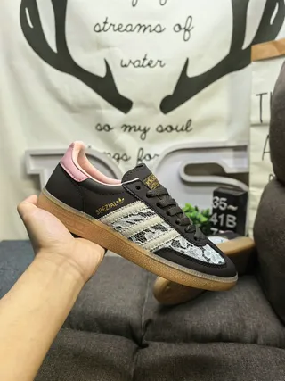Adidas Spezial Black Pink Lace Overlay Lifestyle Sneakers 5