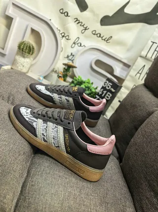 Adidas Spezial Black Pink Lace Overlay Lifestyle Sneakers 7