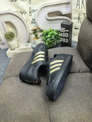 Adidas Superstar Black and Gold Lifestyle Sneakers 6