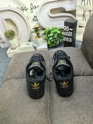 Adidas Superstar Black and Gold Lifestyle Sneakers 8