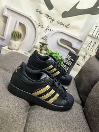 Adidas Superstar Black and Gold Lifestyle Sneakers 9