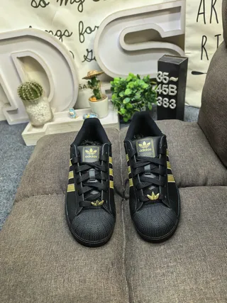 Adidas Superstar Black and Gold Lifestyle Sneakers 10