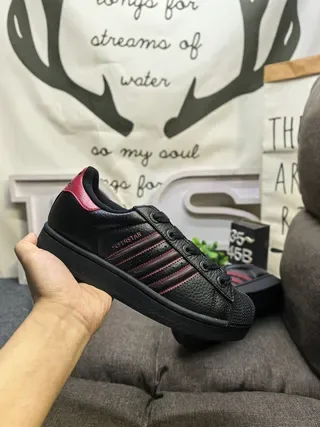Adidas Superstar Black and Pink Lifestyle Sneakers 5