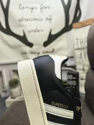 Adidas Superstar Black White Gold Lifestyle Sneakers 3