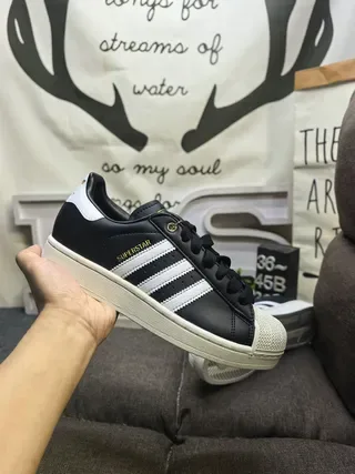 Adidas Superstar Black White Gold Lifestyle Sneakers 5