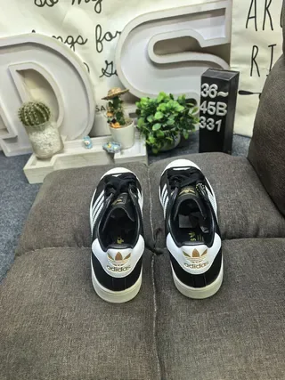 Adidas Superstar Black White Gold Lifestyle Sneakers 8