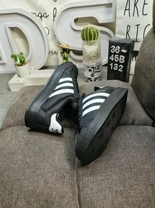 Adidas Superstar Black White Gold Lifestyle Sneakers 6