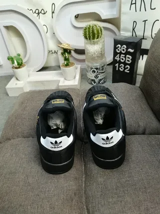 Adidas Superstar Black White Gold Lifestyle Sneakers 8