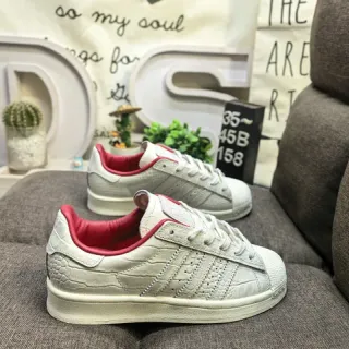 Adidas Superstar Crocodile-Embossed Off-White and Red Lifestyle Sneakers